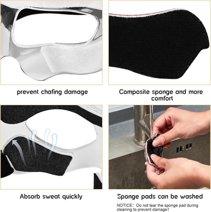 Liliful Face Mask Football Liner Pads, Basketball Face Mask Pads - Black Guard Pad with Nose Guard Replacement for Sports Protection - Softball, Baseball, Basketball - Youth, Adults, Men, Women - Image 3